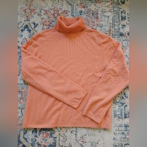 Women's Orange Peach  Turtleneck Cashmere Sweater Large